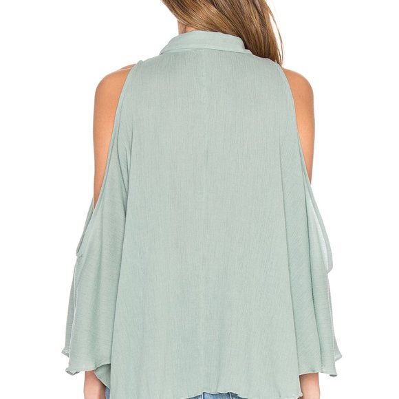 MARA HOFFMAN M NWT Sage Green Open Cold Shoulder Top NWT - Picture 3 of 7